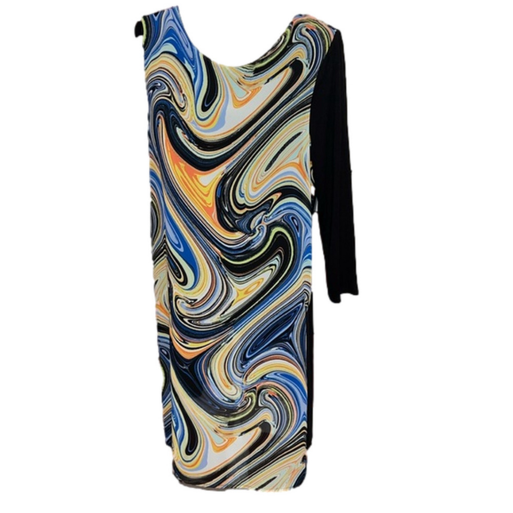 NWT Melissa Paige Swirl Dress Side Slits Rayon Blend M
